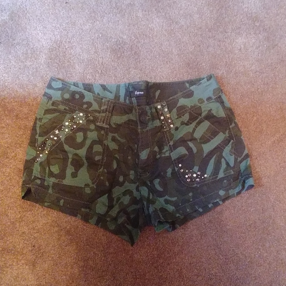 Express Camo studded embellished bling shorts